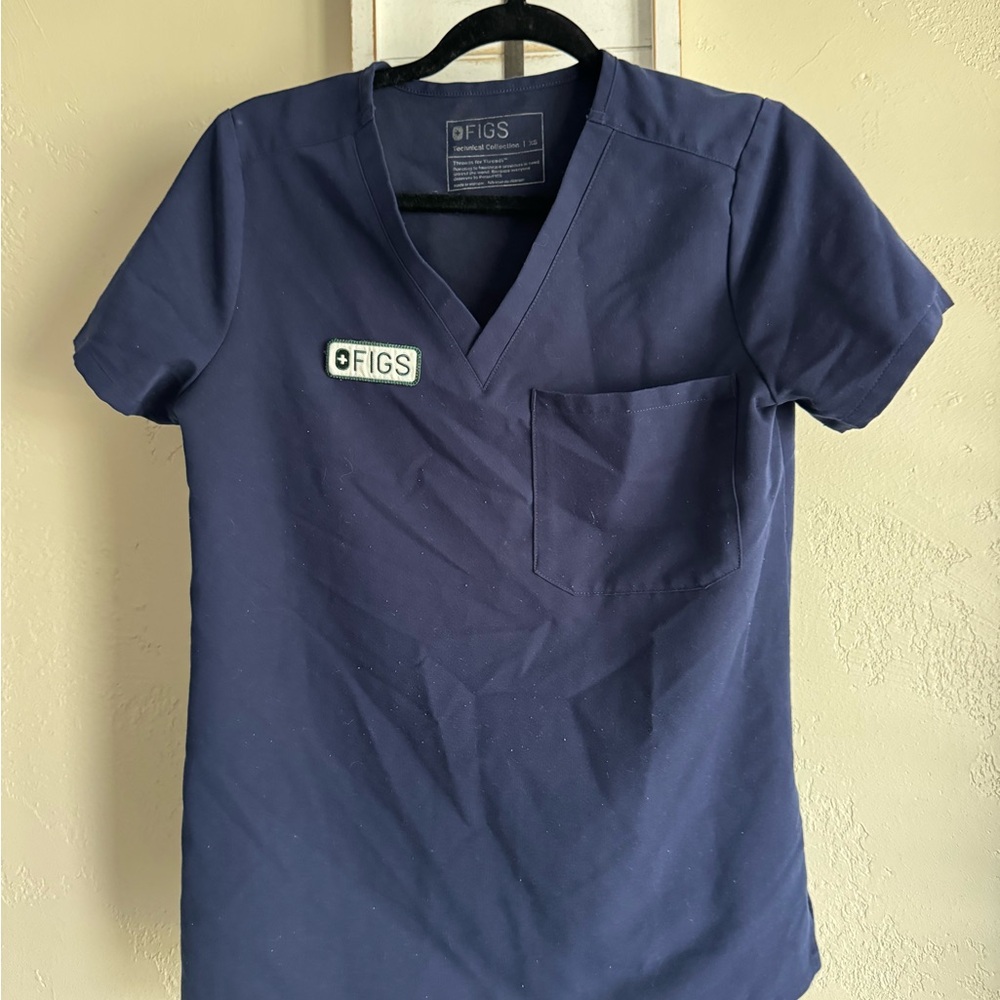Figs Deep Blue V-Neck Scrub Top